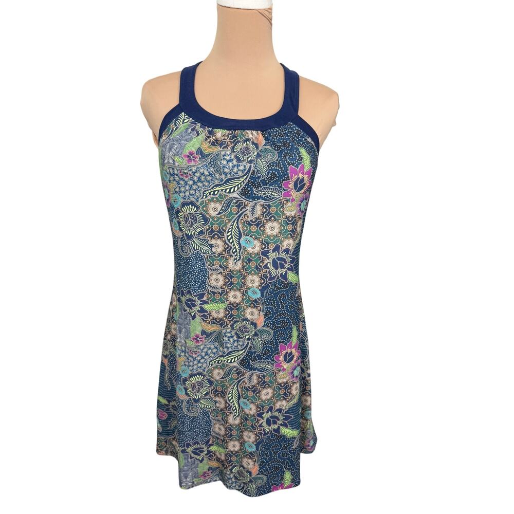 prAna Women’s Racerback Dress Small Activewear Yoga Tennis Running Floral Print